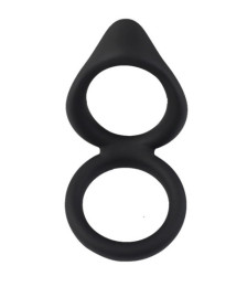 Double cockring noir en silicone - WS-NV508B